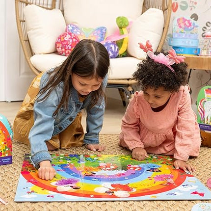 Crocodile Creek 36-Piece Jigsaw Floor Puzzle - Fun Floor Puzzles for Kids Ages 3-5 - Heavy-Duty Shaped Box for Storage - Butterfly Garden - 24" W x 18" H Finished