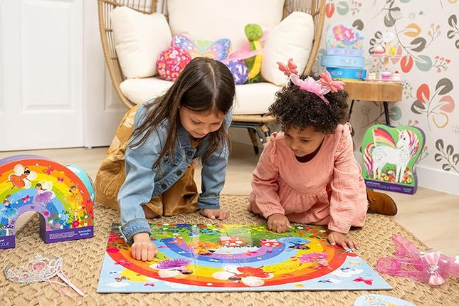 Crocodile Creek 36-Piece Jigsaw Floor Puzzle - Fun Floor Puzzles for Kids Ages 3-5 - Heavy-Duty Shaped Box for Storage - Butterfly Garden - 24" W x 18" H Finished
