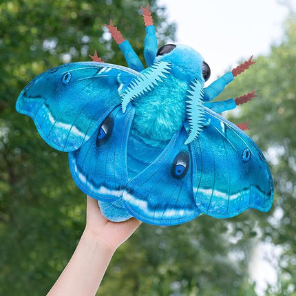 Giant Head Hawkmoth Plush, Simulation Hawkmoth Stuffed Animals -26 inches, Moth Plushie Model Collction, for Moth Lovers, Kids,Blue