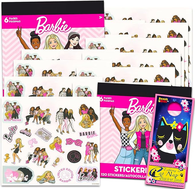 Barbie Sticker Set for Girls - Bundle with 12 Sheets of Barbie Stickers for Party Favors Plus Door Hanger | Barbie Party Supplies for Girls Birthday