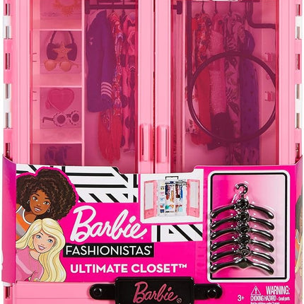 Barbie Fashionistas Ultimate Closet, Pink with Fold-Out Rack & Carrying Handle, Portable Storage for Barbie Doll Clothes & Accessories