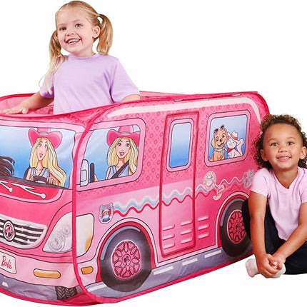 Barbie Coastal Cowgirl Camper Pop-Up Play Tent for Kids – Indoor Playhouse with Roll-Up Door & Roof Openings – Easy Setup, Folds Flat for Storage – Safe for Toddlers & Kids Ages 3+