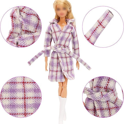 13 Pcs Doll Winter Clothes and Accessories - 3 Set Dolls Winter Coat Clothes, 2 Pairs of Shoes and 8 Pcs Skiing Accessories for 11.5 Inch Girl Doll Winter Playset