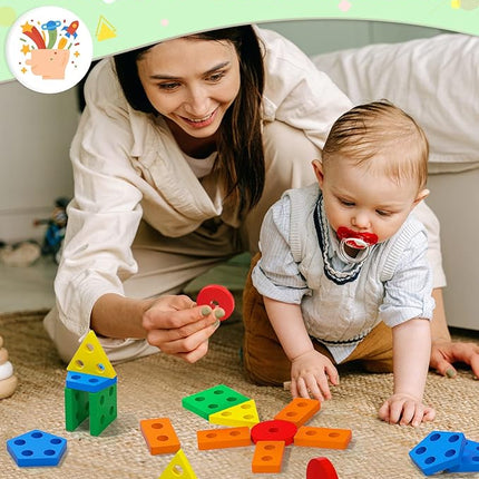 Yetonamr Montessori Toys for 1 2 3 Years Old Boys Girls Birthday Gifts, Wooden Sensory Toys for Ages 2-4 Kids Baby, Toddler Learning Toy Activities Puzzles Ages 1-3