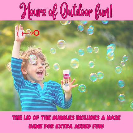 Toyland® Pack of 12 Barbie Bubble Tubs with Wands, 2fl oz Solution & Novelty Maze Lid - Pocket Money & Party Bag Toys