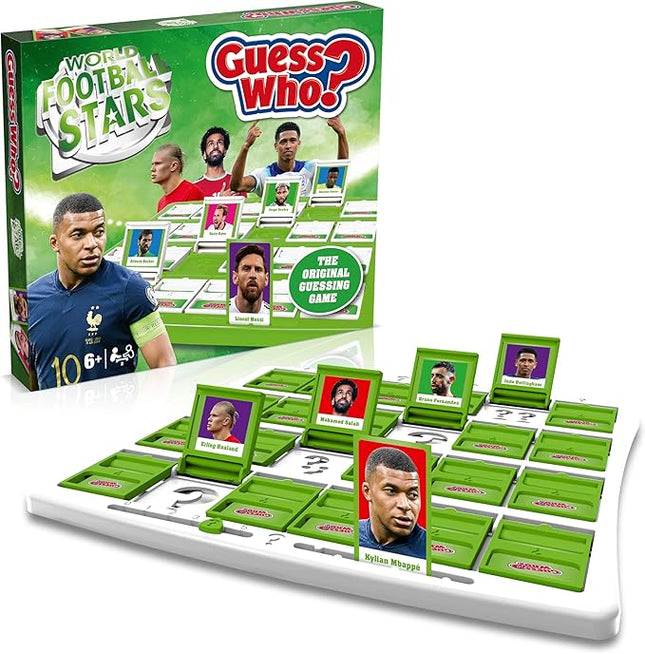 Winning Moves World Football Stars, Guess Who? Green Board Game, Play with Messi, Ronaldo, Harry Kane, Salah, Easy to Setup, Gift for Kids Ages 6 and up, One Size Fits All
