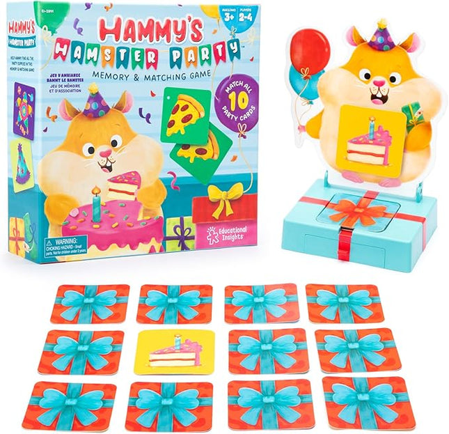 Educational Insights Hammy's Hamster Party - Memory Games for Kids, Matching Picture Card Sets, Toddler Shape & Color Recognition and Concentraction Practice, Fun Family Game Night for Ages 3+