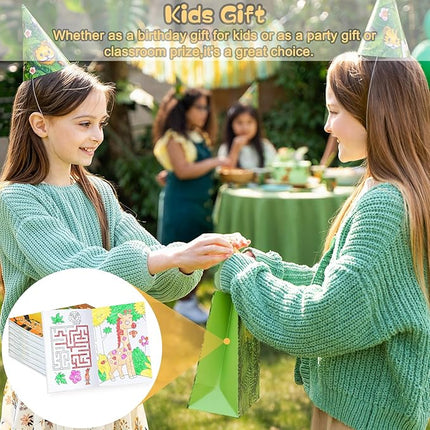 BenLouis 24 Pcs Jungle Safari Mini Coloring Books Kids Zoo Animals Party Favors Small Activity Books Bulk for Kids Wild One Birthday Goodie Bags Stuffers Return Gifts Classroom Travel