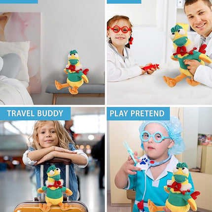 DolliBu Yellow Rooster Doctor Plush Toy - Super Soft Rooster Doctor Stuffed Animal Dress Up with Cute Scrub Uniform and Cap Outfit - Gift with Personalization - 10.5 Inches