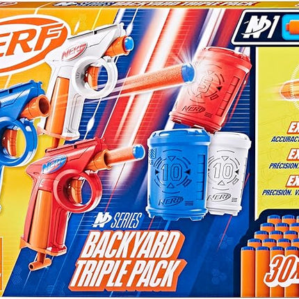 Nerf N Series Backyard Triple Pack, Includes 3 Flex Blasters, 3 Targets, 30 N1 Darts, Ages 8+ (Amazon Exclusive)