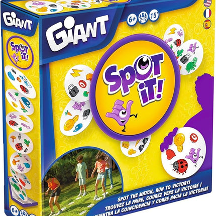 Spot It! Giant Card Game - Oversized Matching with 4 Exclusive Mini-Games, Fast-Paced Family Game for Kids & Adults, Ages 6+, 2-12 Players, 15 Minute Playtime, Made by Zygomatic