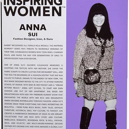 Barbie Inspiring Women Anna Sui Doll Collectible in Boho Chic Black Dress Outfit with Boots, Sunglasses, & Perfume Accessory
