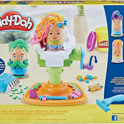 Play-Doh Buzz 'n Cut Fuzzy Pumper Barber Shop Set, Electric Buzzer, 5 Colors of 2-Ounce Cans, Preschool Toys, Christmas Gifts Girls & Boys, Ages 3+ (Amazon Exclusive)