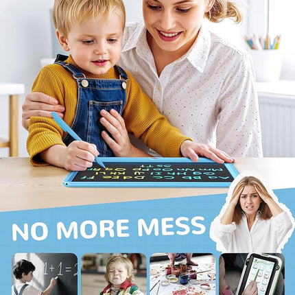 KOKODI LCD Writing Tablet, 12 Inch Colorful Toddler Doodle Board Drawing Tablet, Erasable Reusable Electronic Drawing Pads, Educational and Learning Toy for 3-6 Years Old Boy and Girls(Blue)