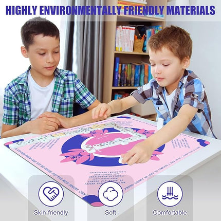 Mahjong Mat for Table with Rules, 32 Inch Non-Slip & Noise Reduction Gaming Mat, Comes with Storage Bag Mahjong Mat for Mahjong, Cards, and Board Games