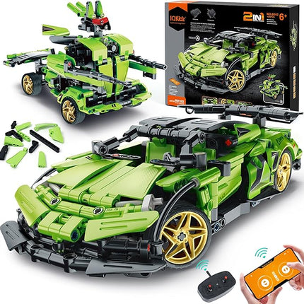 STEM Building Blocks Kit for Kids - 2 in 1 Remote Control Race Car and Robot Toy, Great Gift for Boys, Teens Age 6 7 8-12+ Year Old Who Love Engineering and RC Sports Car Toys