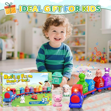 Train Set for Toddlers 2-4,Toddler Toys for 1 2 3 Year Old,Electric Train Set Montessori Learning Matching & Sorting Toys, Learning Toy Birthday Gift for Boy Girl