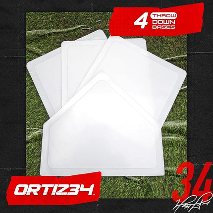 Grand Slam Set- Graffiti Plastic Bat, David Ortiz Backyard Baseball Set with 3 Balls, 4 Throw Down Bases