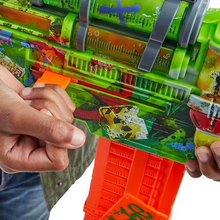 Nerf Zombie Corrupter Dart Blaster, 22 Nerf Elite Darts, 18 Dart Clip, Dart Storage, Bolt Action, Outdoor Games, Ages 8+