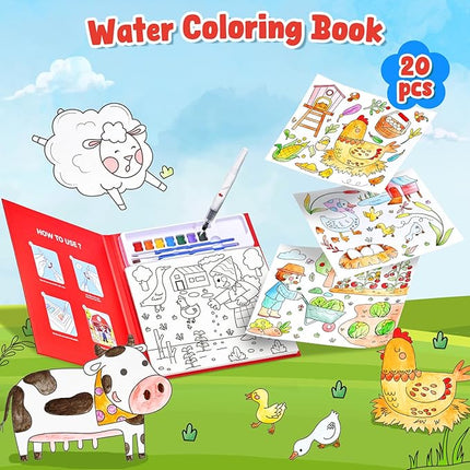 JoyCat Paint with Water Coloring Books for Toddlers, Watercolor Painting Sets for Kids Ages 3-5 4-8, Arts and Crafts Drawing Activities Toy Birthday Gift for Boys Girls (Farm)