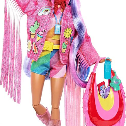 Barbie Extra Fly Doll with Desert-Themed Travel Clothes & Accessories, Fringe Jacket & Oversized Bag