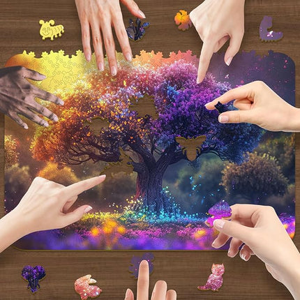 Wooden Puzzles for Adults 1000 Pieces, Tree of Life Wooden Jigsaw Puzzles Unique Shape Adult Puzzles, Irregular Wood Puzzles Creative Gift for Adults Family Game (23.4 x 16.1 in)