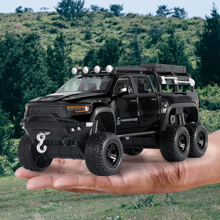Toy Trucks for Boys 1/32 Diecast Trucks Mammoth Model Truck,Collectible Pickup Truck Model Kit,Pull Back Cars with Lights and Sounds,Toy Trucks for Boys Age 4-7（Black）
