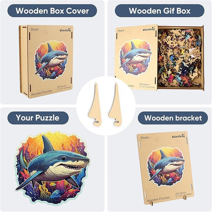 Wooden Puzzles for Adults 500 Pieces, Shark Jigsaw Puzzles Unique Shape Ocean Adult Puzzles, Irregular Wood Puzzles Creative Gift for Adults and Kids Family Game (16.7x16.5 in)