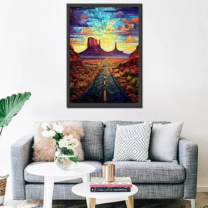 Native America Jigsaw Puzzles 1000 Pieces for Adults, Families (Scenic Highway,Monument Valley,Cactus Plant) Pieces Fit Together Perfectly 19.7''x27.6''inch Landscape Frameable Magic Puzzle Art（Red）