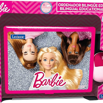Lexibook Barbie, Educational and Bilingual Laptop in English/Spanish, Toy for Children with 124 Activities to Learn, Play Games and Music, Pink, JC598BBi2