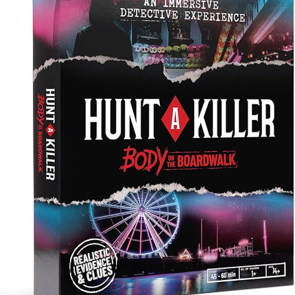 Hunt A Killer: Body On The Boardwalk, Catch the Amusement Park Killer, Interactive Unsolved Mysteries Game, Mystery Box for Game Night, Murder Mysteries Card, Puzzle & Board Games, For Ages 14 and up