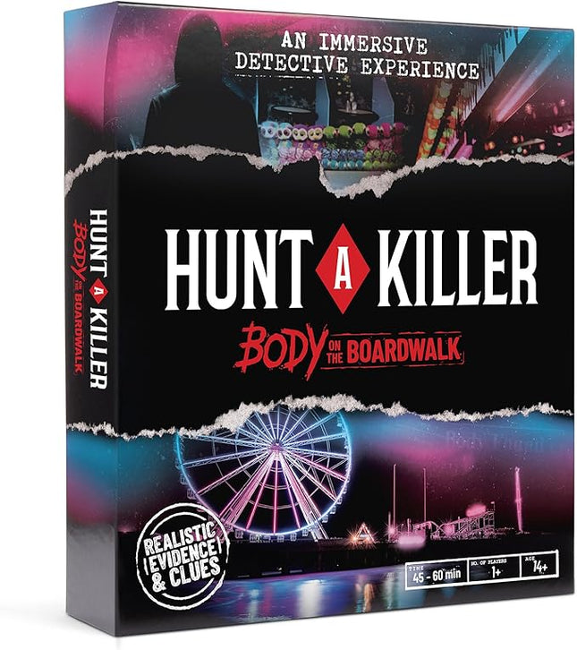 Hunt A Killer: Body On The Boardwalk, Catch the Amusement Park Killer, Interactive Unsolved Mysteries Game, Mystery Box for Game Night, Murder Mysteries Card, Puzzle & Board Games, For Ages 14 and up