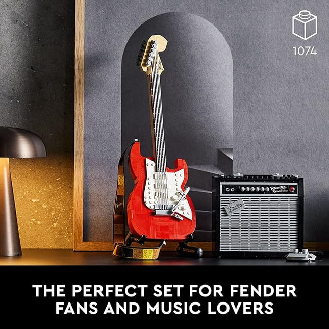 LEGO Ideas Fender Stratocaster 21329 DIY Guitar Model Building Set for Music Lovers, Complete with 65 Princeton Reverb Amplifier & Authentic Accessories, Perfect Way to Rock Gift Giving