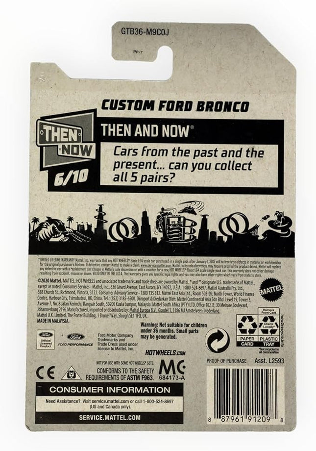 Hot Wheels Custom Ford Bronco, [blue] 163/250 Then and Now 6/10