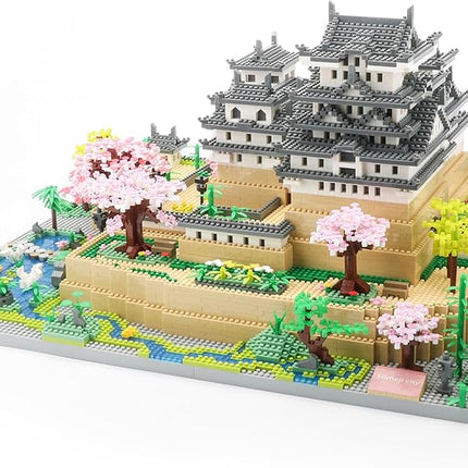 Japanese Micro Building Blocks Sets for Adults 10080 PCS Japan Himeji Castle with Cherry Blossoms Model Kit Big Architecture Landmarks Collection Kit