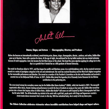 Barbie Signature Doll, Debbie Allen Tribute Collection Posable Doll with Off-Shoulder Top, Gold Belt, and Purple Fringe Pants with Leg Warmers