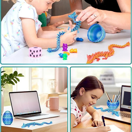12 Inch 3D Printed Dragon - Mystery Surprise Egg with Flexible Articulated Dragon Inside, Cool Dragons Toys for Boys Kids Age 5-7