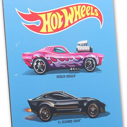 Hot Wheels Car Line-Up Vertical Metal Sign - Large Hot Wheels Wall Art for Kids' Bedroom or Play Room