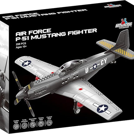 Apostrophe Games WW2 P-51 Mustang Fighter Plane Building Block Set – 258 -Pcs Building Toys Set – Plane Toy for Kids Older Than 10 and Adults – Compatible with All Building Bricks
