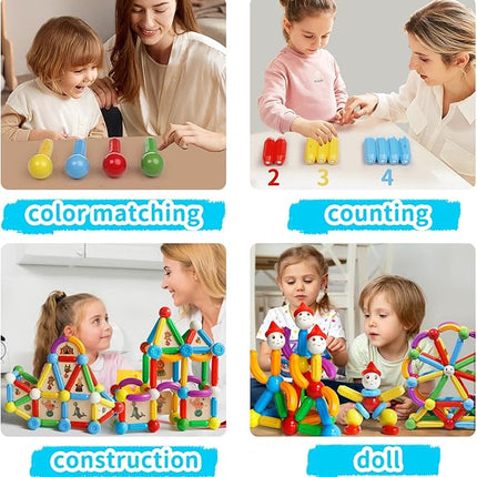 TOKBLOK Magnetic Blocks for 3 Years Old Girls Boys Magnetic Building Sticks Preschool Educational Learning STEM Toys Toddler Montessori Magnet Toys Kids Gift - 76Pcs Starter Set