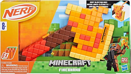 Nerf Minecraft Firebrand, Dart Blasting Axe, 6 Nerf Elite Foam Darts, Design Inspired by Minecraft Axe in The Game, Pull Down Priming, Minecraft Toys