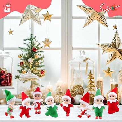 12 Pcs Christmas Baby Dolls Mini Elf Dolls Xmas Twins Dolls Craft Cute Tiny Christmas Elves for Christmas Decoration Stocking Stuffers Kids Toys Party Gift