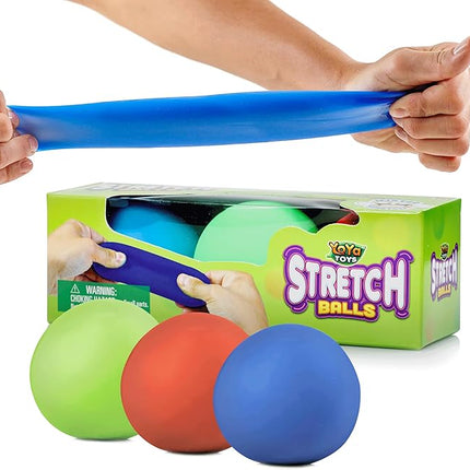 YoYa Toys Pull, Stretch and Squeeze Stress Balls - 3 Balls, Elastic Sensory Balls for Stress and Anxiety Relief, Autism and Special Needs Toys, Calming Fidgets for Kids and Adults, Ideal for Classroom