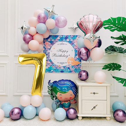 Smlpuame 40 inch Number Balloon 0-9 Gold Large Number 7 Balloons,Digital Balloons for Birthday Party Celebration Decorations Supplies, Helium Foil Number Balloons for Wedding Anniversary