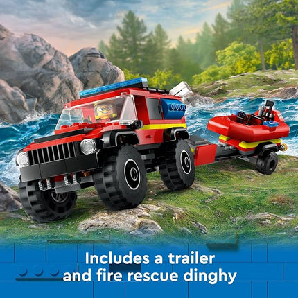LEGO City Fire 4x4 Fire Truck with Rescue Boat Building Toy - Pretend Play Preschool Toy for Boys & Girls, Ages 5+ - Gift Ideas for Birthdays - 60412