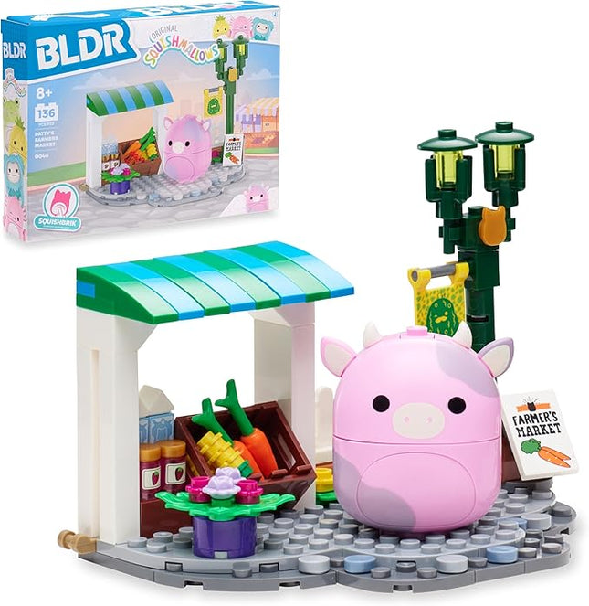BLDR Squishmallows Patty's Farmers Market Building Set - Patty The Pink Cow Buildable Figure - Squishmallows Fans 8+, 0046