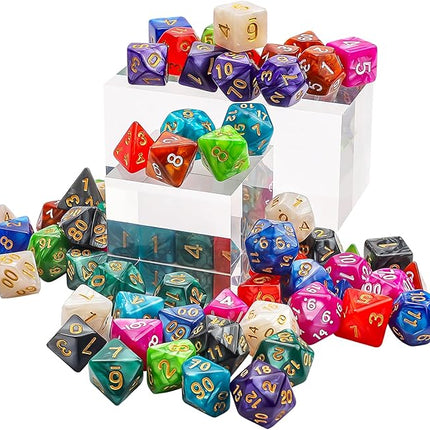 CiaraQ Polyhedral Dice Set - DND Role Playing Dice for Dungeons and Dragons RPG Table Games, Multi-Color, 70pcs