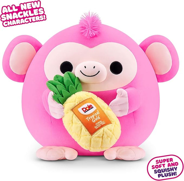 Snackles Series 2 16-inch by ZURU Cuddly Squishy Comfort 16-inch Plush with Licensed Snack Brand Accessory (Monkey&Dole Pinapple)