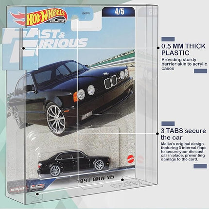 MALKO Hot Wheels Protector Display Case for Premium Card Diecast Cars - 10 Pack | Assembly Required