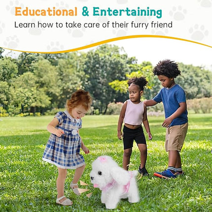 Remote Control Robot Dog, Electronic Plush Puppy Dog Toy, Interactive Toys, Walks, Barks, Shake Tail, Stuffed Animal Gift for Girl and Boy Age 3-6 Year Old (White)
